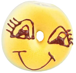 Bagel mit Gesicht, Latexspielzeug mit Sound, ca. 6 cm